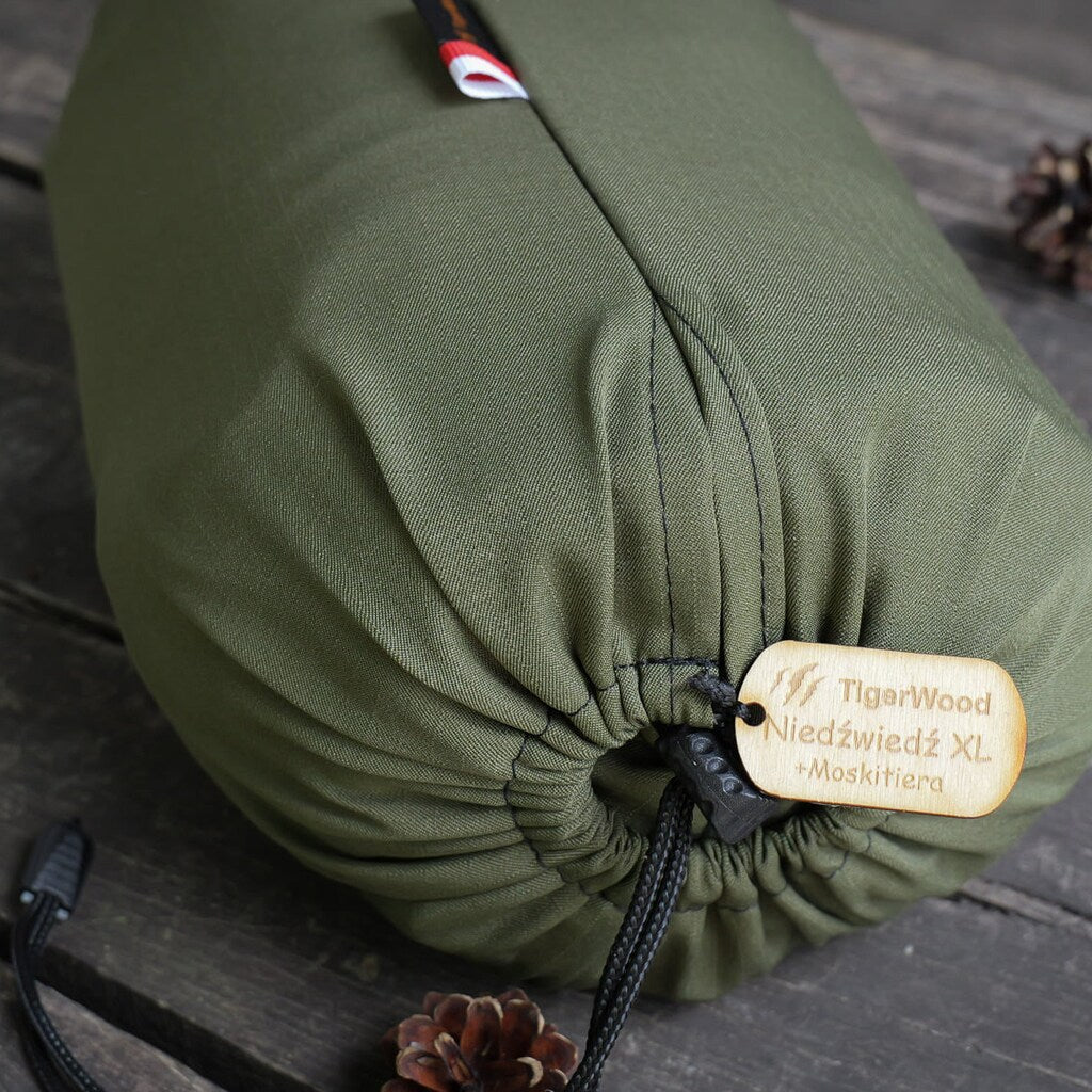 Hamak obozowy TigerWood Niedźwiedź XL Olive - z moskitierą Single Zip