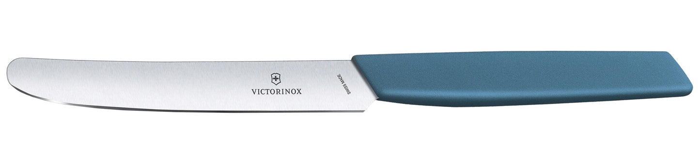 Nóż kuchenny Victorinox Swiss Modern Cornflower Blue 11 cm - gładkie ostrze z zaokrąglonym czubkiem