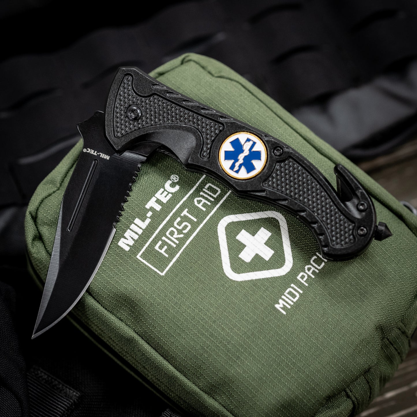 Nóż składany ratowniczy Mil-Tec Rescue Black