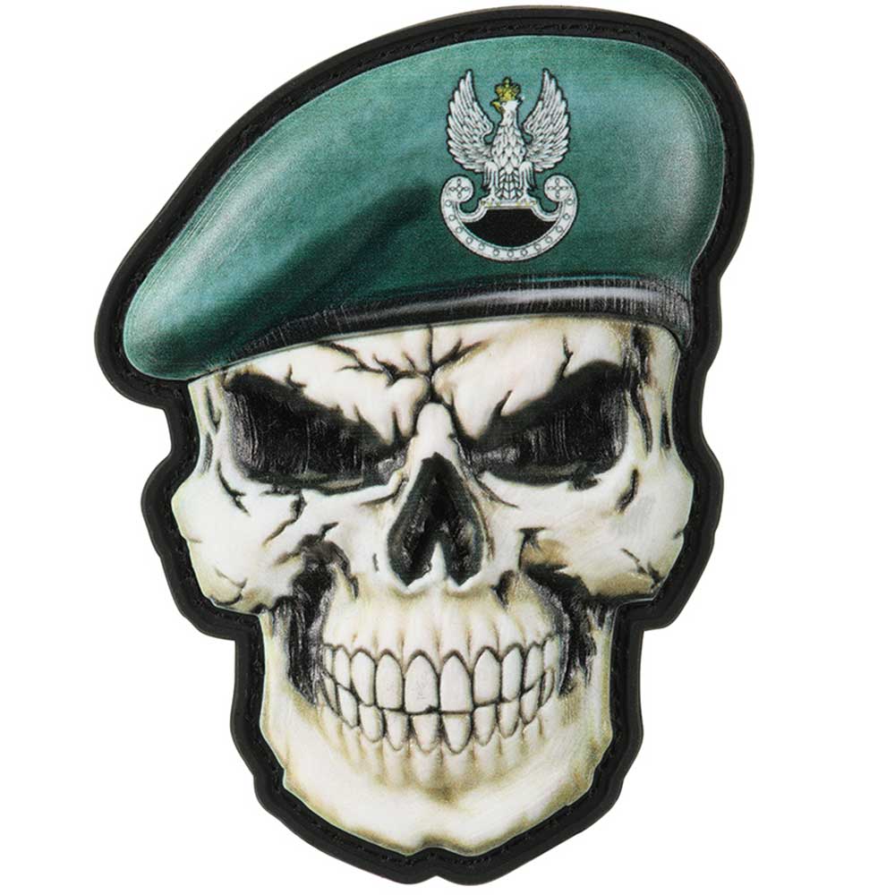 Naszywka M-Tac Czaszka w berecie Siły Specjalne 3D PVC - Dark Green