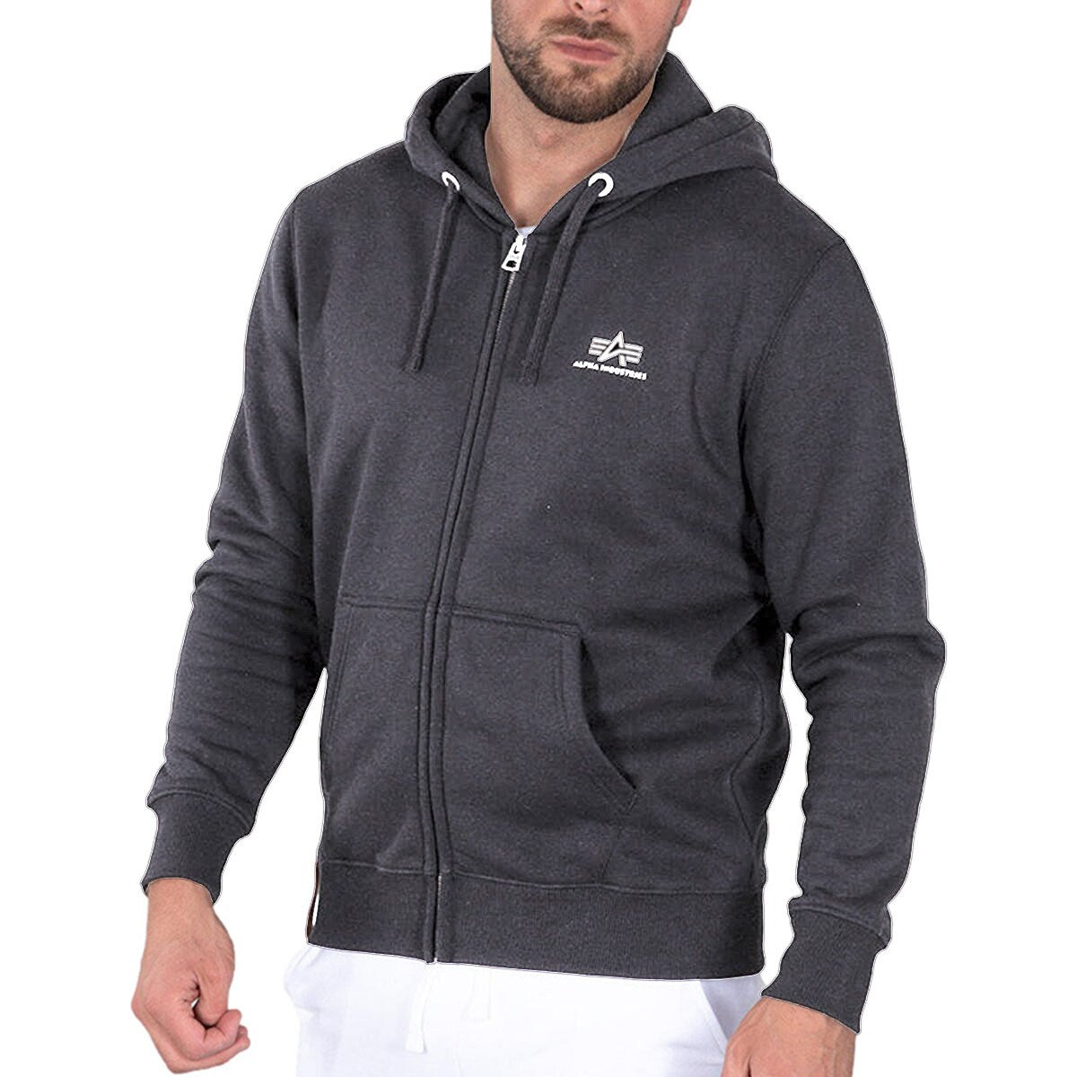 Bluza Alpha Industries Basic Zip Hoody Small Logo - Vintage Grey