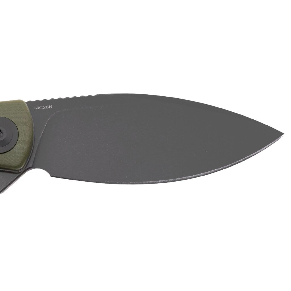 Nóż składany Trollsky Knives Mandu EVO Grey Stonewashed 14C28N/OD Green G10