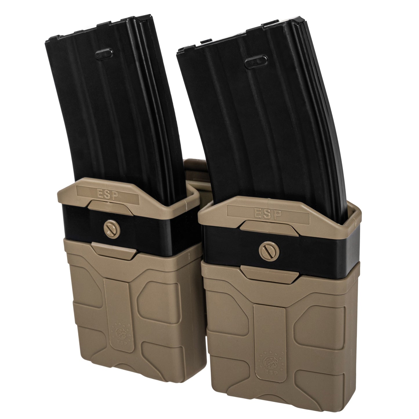 Podwójna ładownica obrotowa ESP z montażem UBC-04-2 na magazynki do AR-15 - Khaki