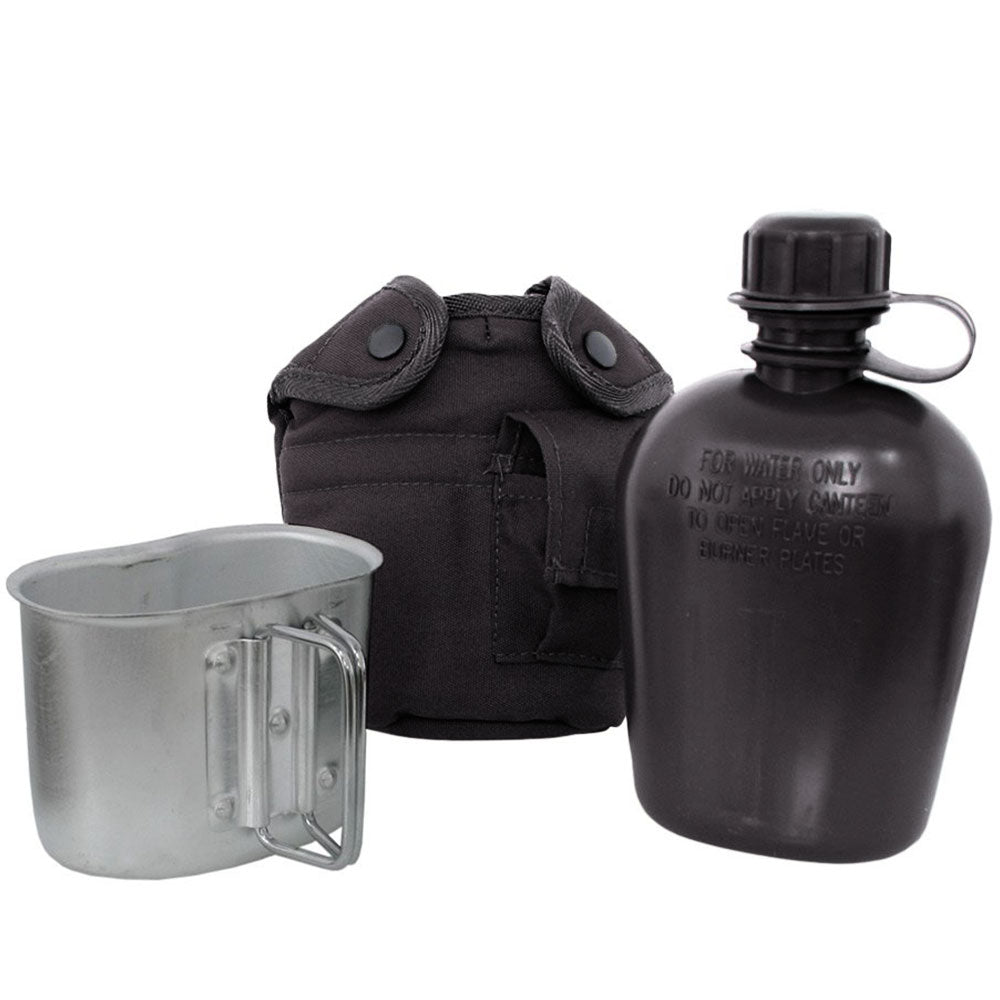 Manierka Mil-Tec US Plastic Canteen z pokrowcem i kubkiem - Black