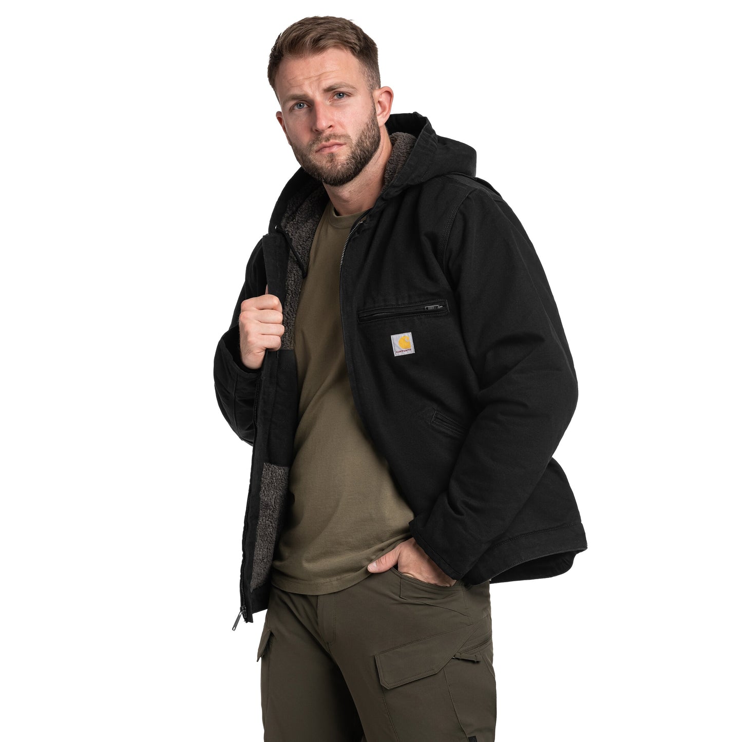 Kurtka Carhartt Washed Duck Sherpa Lined - Black