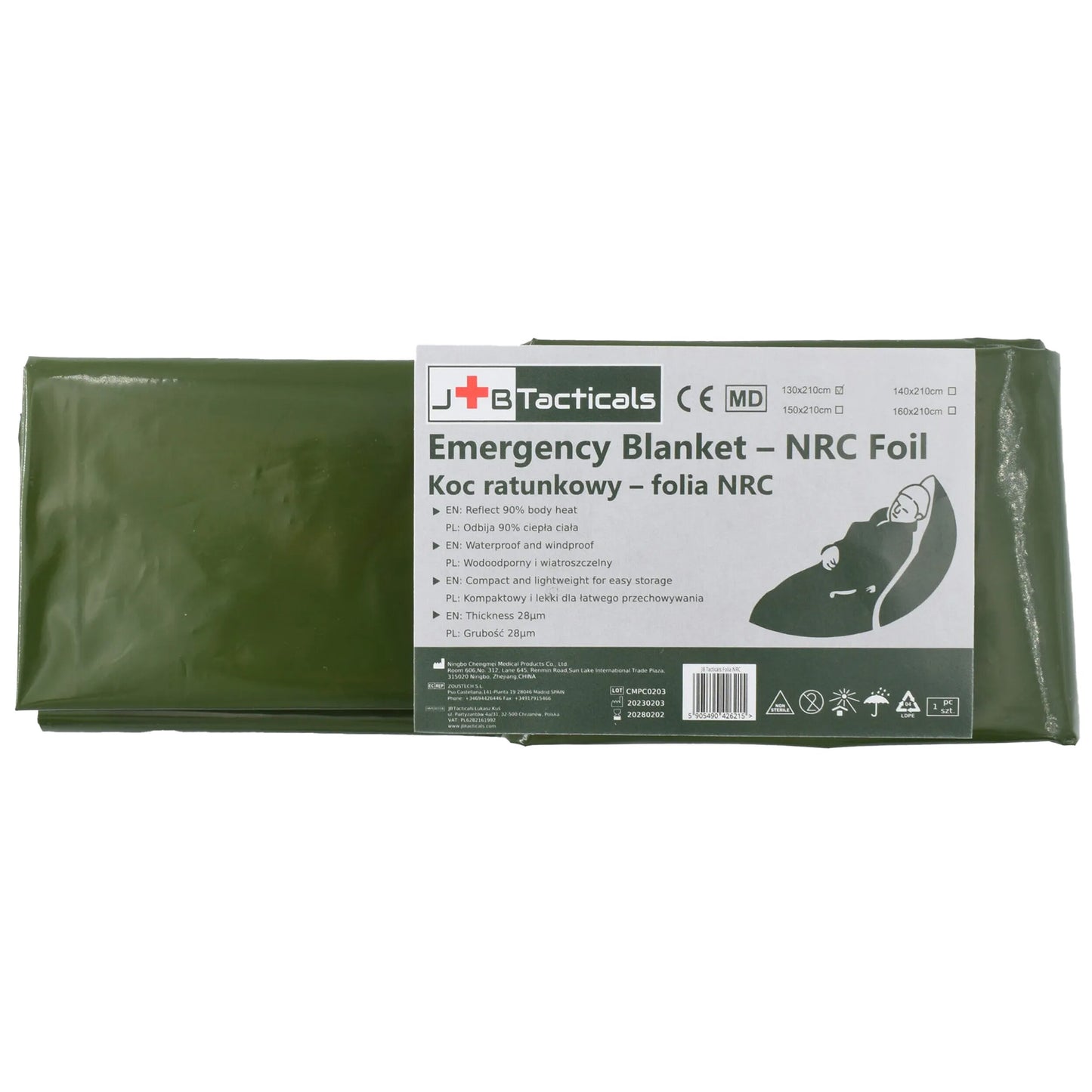 Koc ratunkowy - folia NRC JB Tacticals 130 x 210 cm