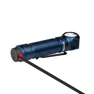 Latarka czołowa i kątowa Olight Perun 3 Midnight Blue z opaską - 3000 lumenów