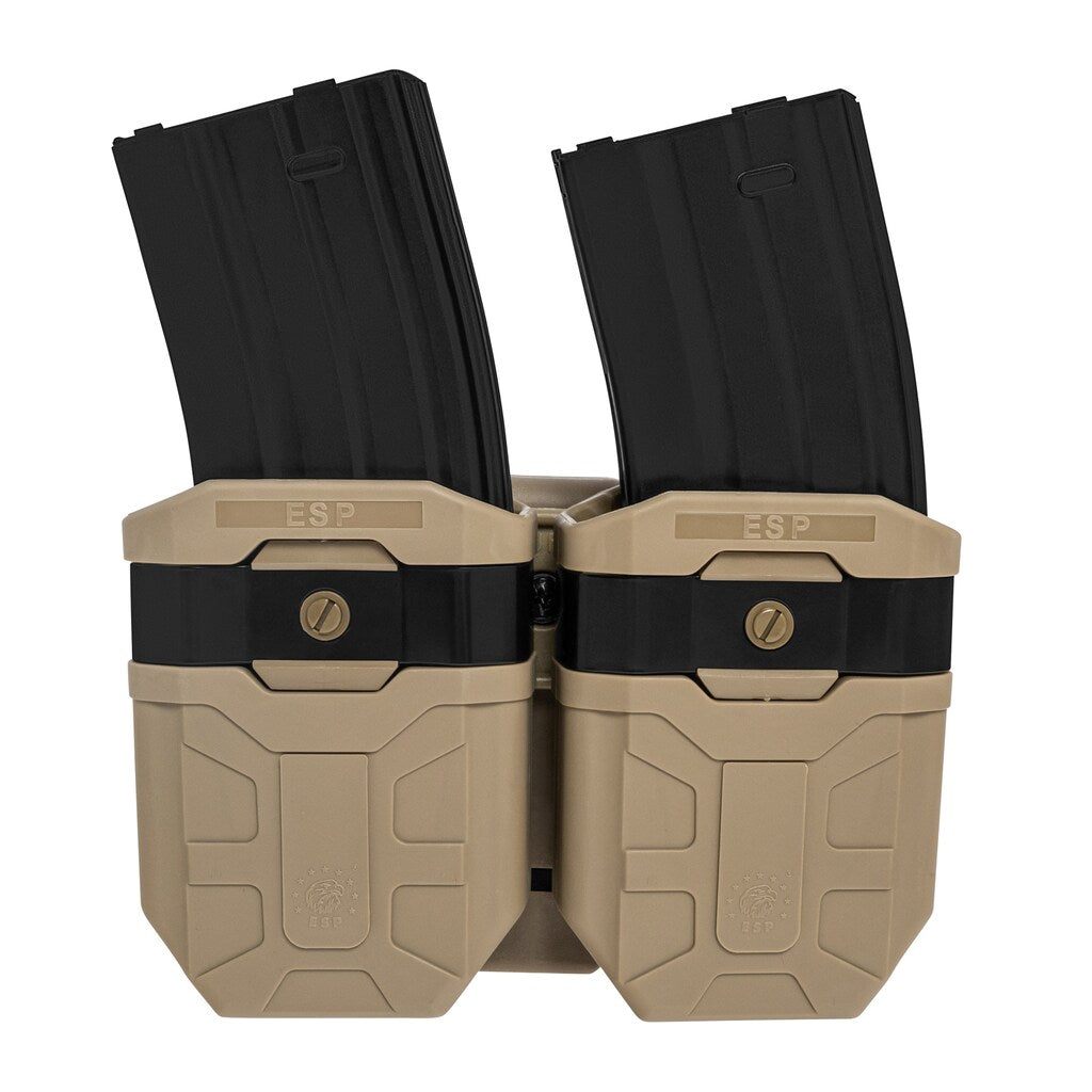 Podwójna ładownica obrotowa ESP z montażem UBC-02 na magazynki AK - Khaki