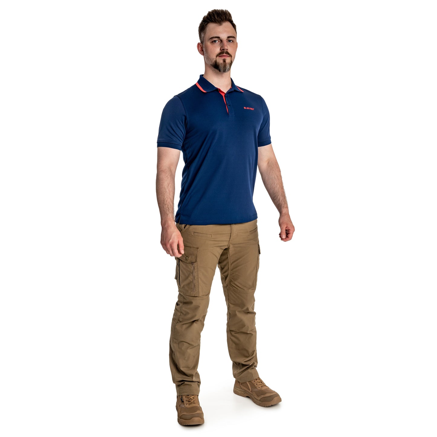 Koszulka polo Hi-Tec Site - Blue Print/High Risk Red