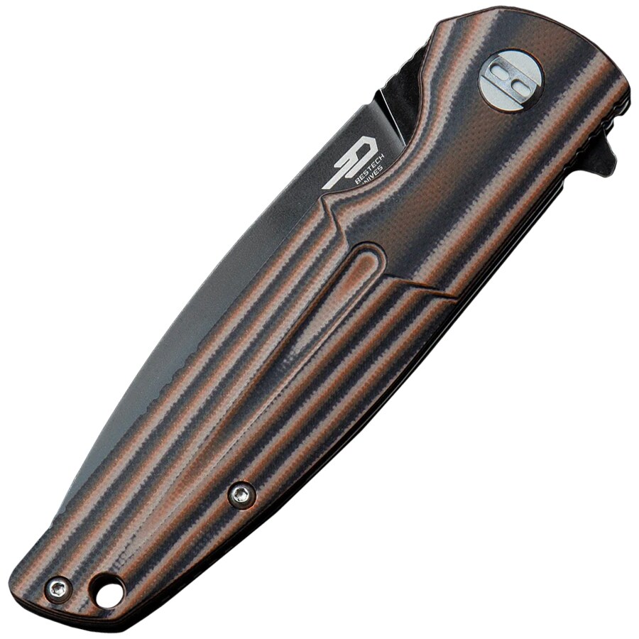 Nóż składany Bestech Knives Fin Black Stonewash - Black/Orange/Beige