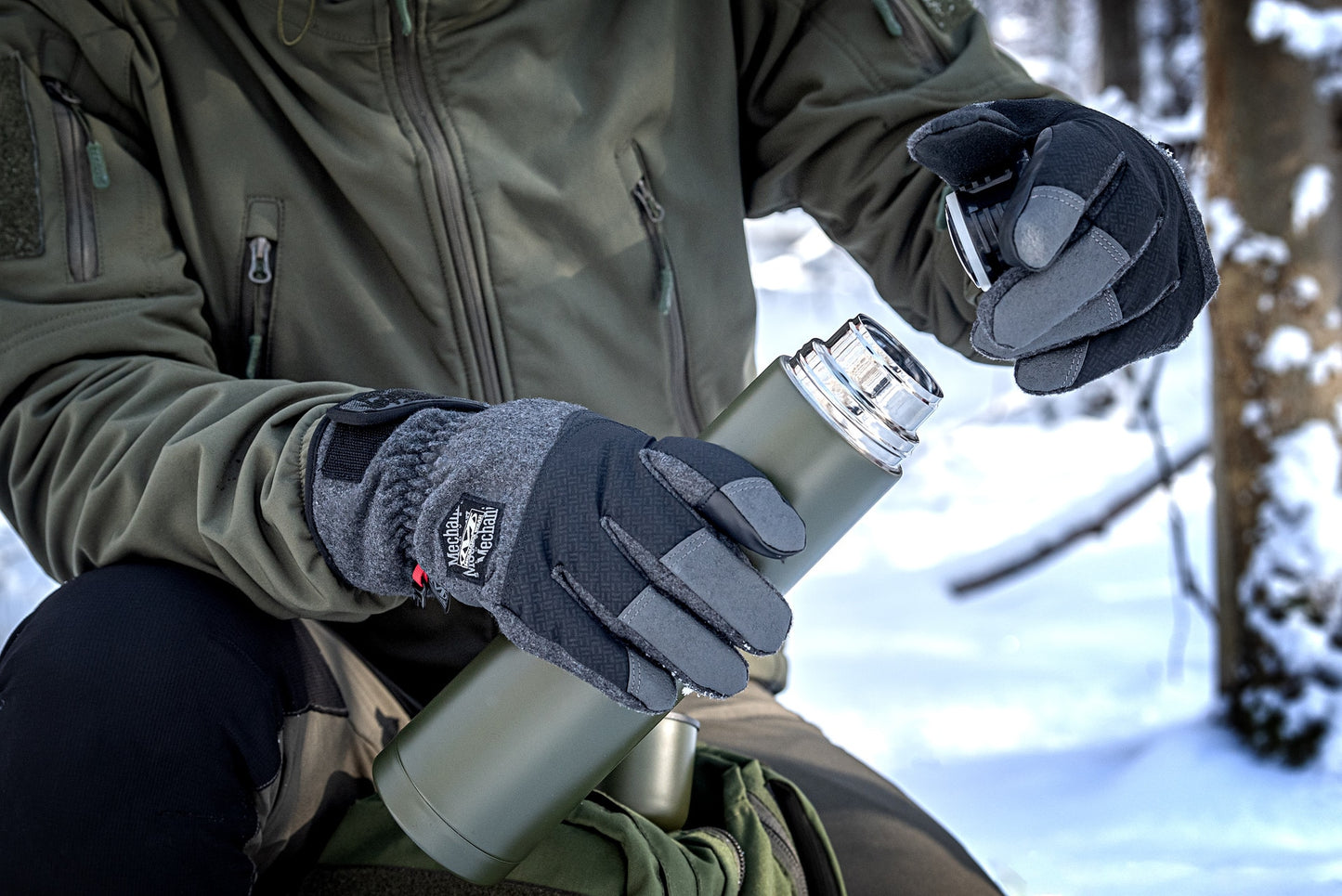 Rękawice taktyczne Mechanix Wear ColdWork WindShell - Black/Grey