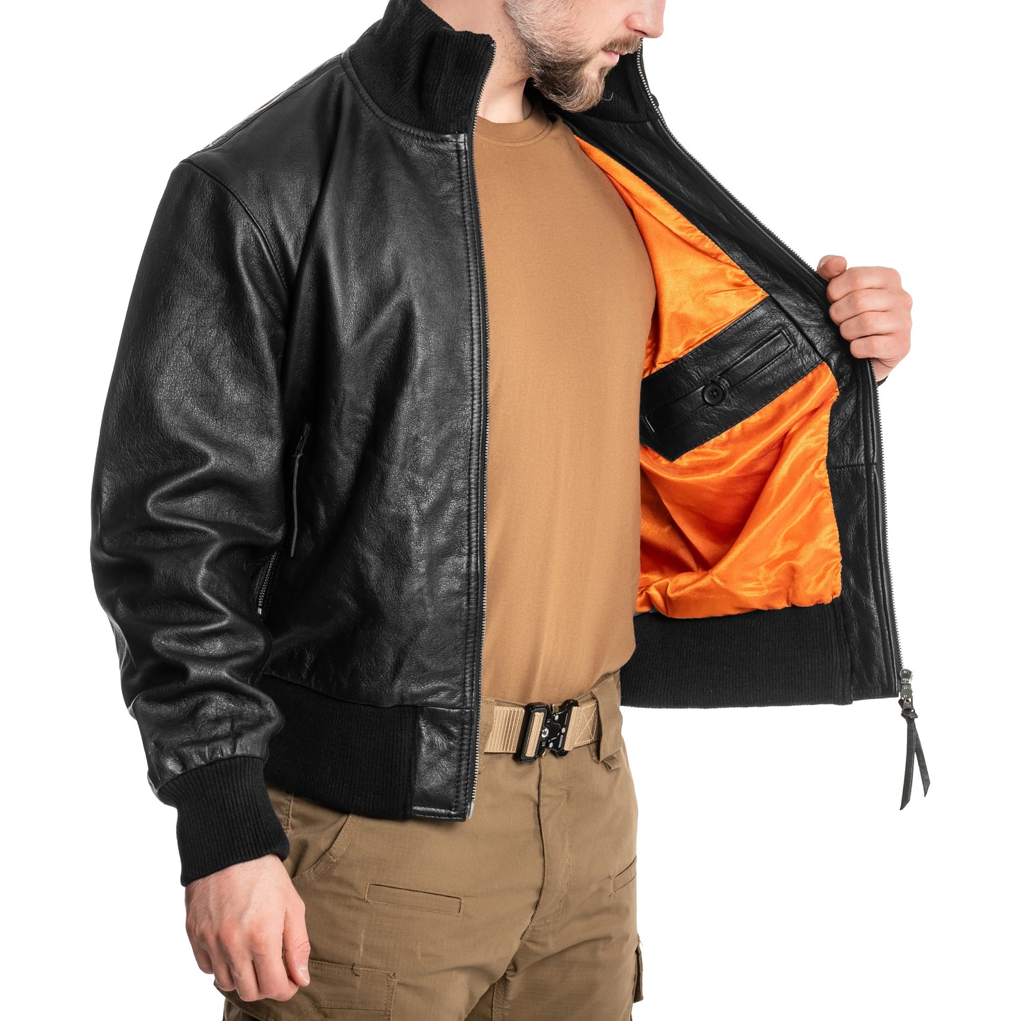 Kurtka skórzana Mil-Tec BW German Leather Flight Jacket - Black