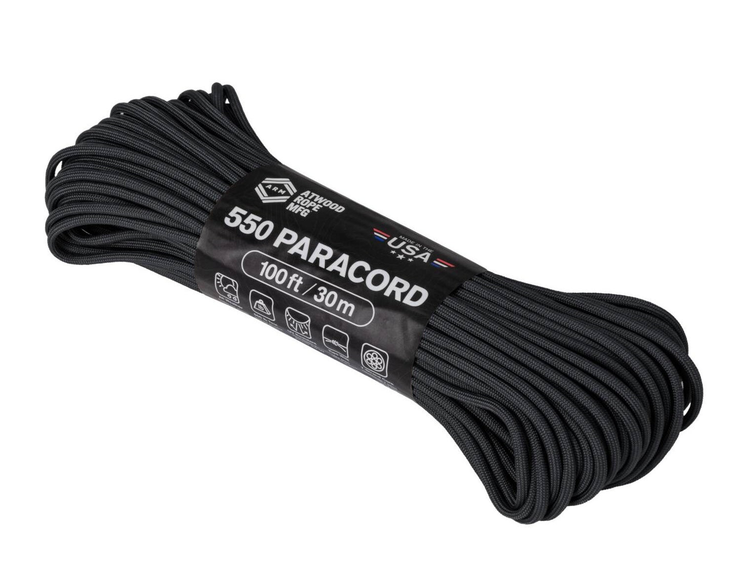 Linka Atwood Rope MFG 550 Paracord 30 m - Black