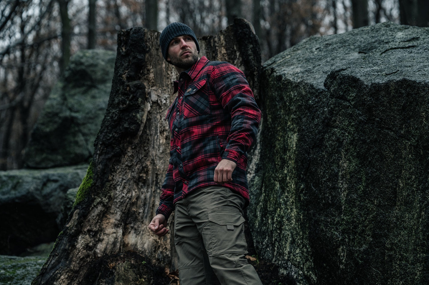 Koszula Helikon Winter Warden Long Sleeve - Slate Crimson Plaid