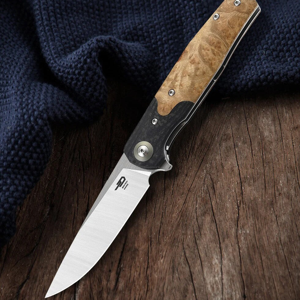 Nóż składany Bestech Knives Ascot - Wood/Satin Blade