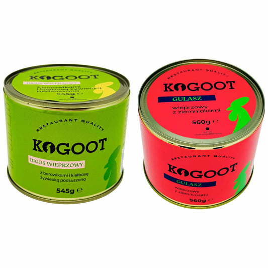 Żywność konserwowana Kogoot - Bigos wieprzowy 545 g, Gulasz wieprzowy 560 g