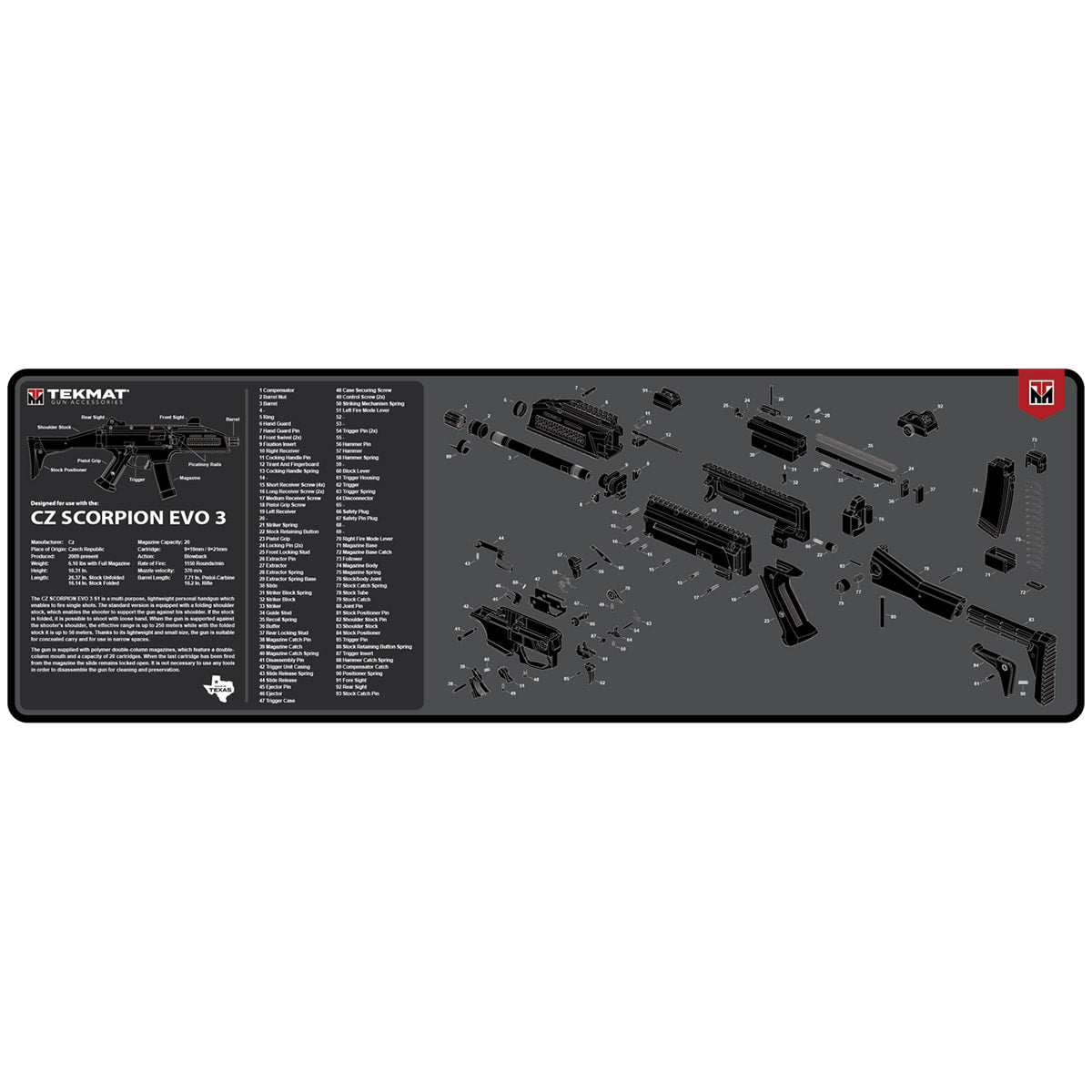 Mata do czyszczenia broni TekMat CZ Scorpion EVO 3 - Black