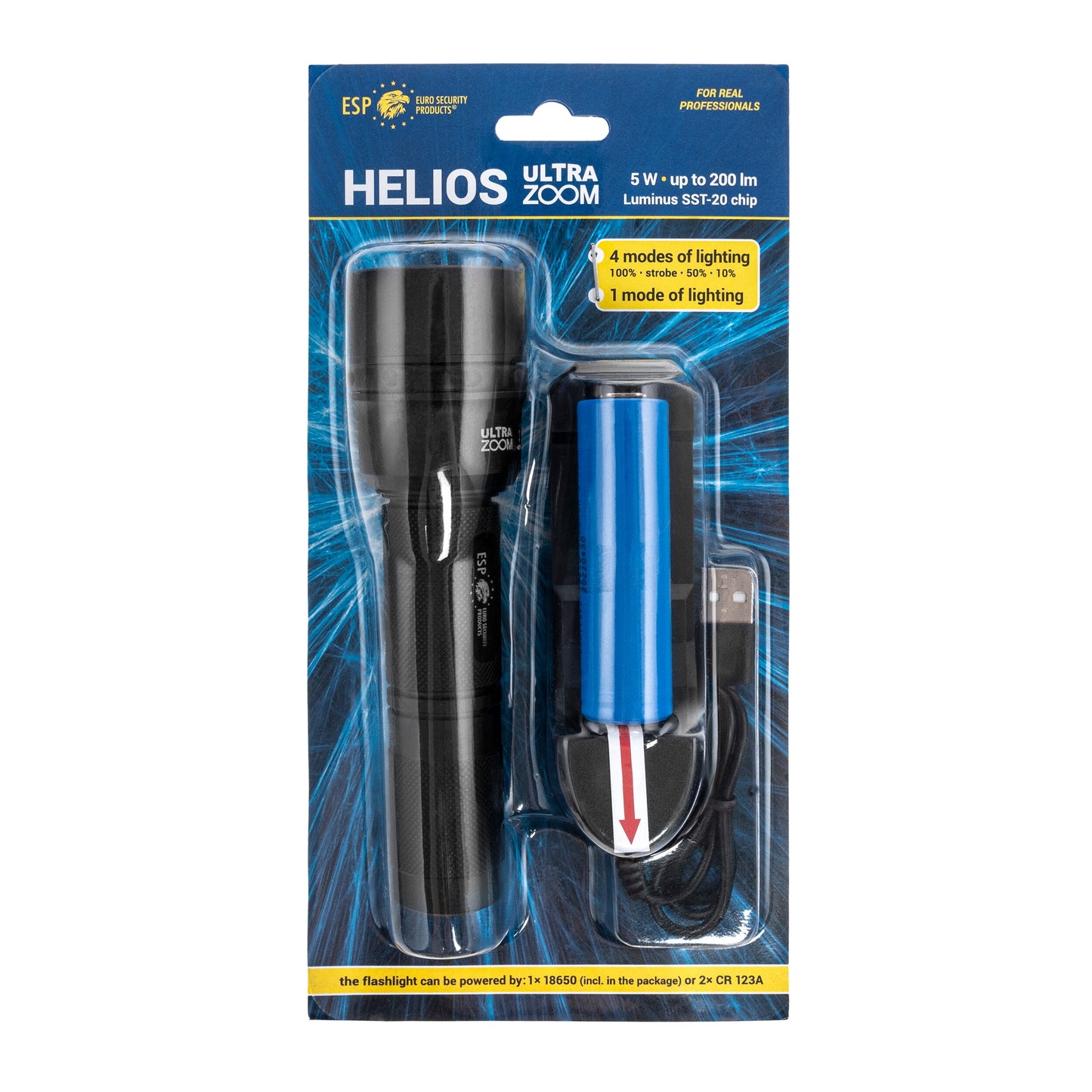 Latarka taktyczna ESP Helios Ultrazoom-4R - 200 lumenów