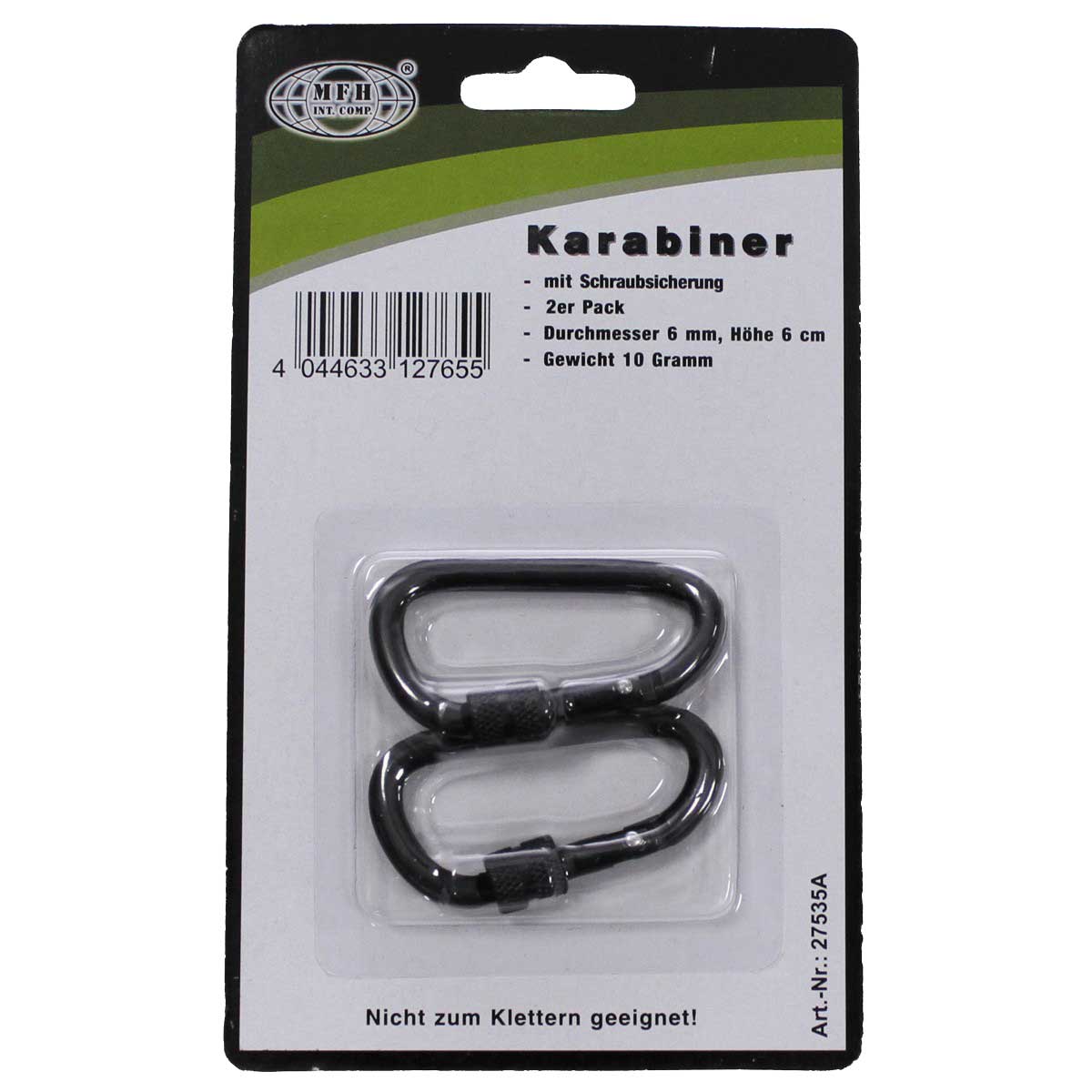 Karabińczyk MFH Screw Lock 60 mm 2 szt. - Black