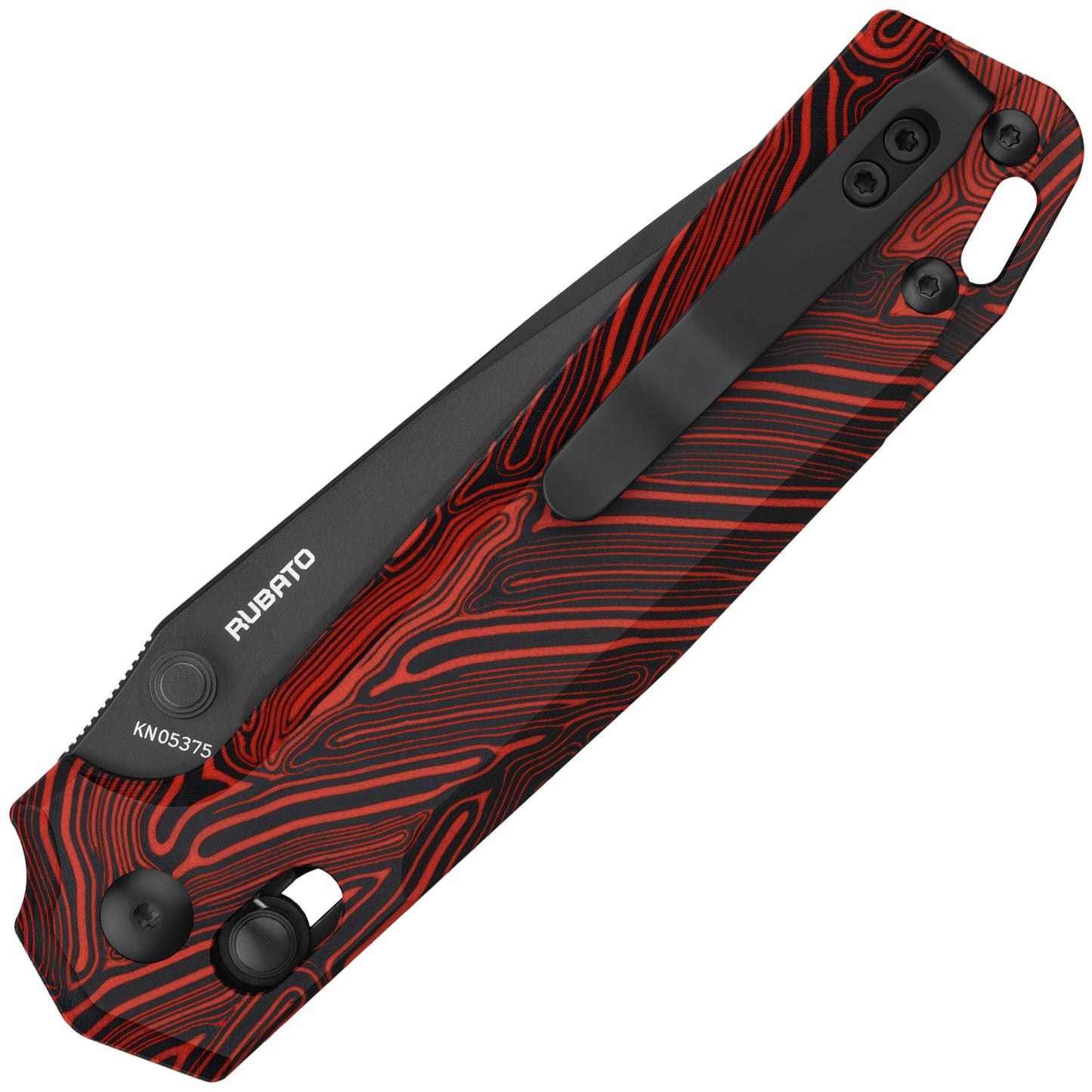 Nóż składany Oknife Rubato Damascus G10 Black/Red - stal nierdzewna 154CM