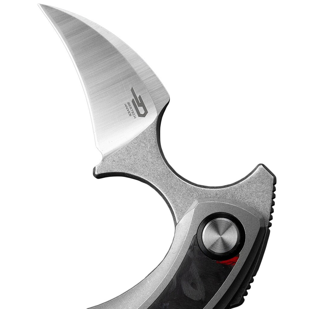 Nóż składany Bestech Knives Strelit - Satin/Grey Titanium Black Red Marble Carbon Fiber