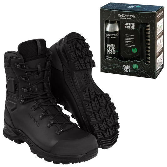 Buty MK2 GTX Combat Boot Black + Care Set Lowa do czyszczenia obuwia - zestaw
