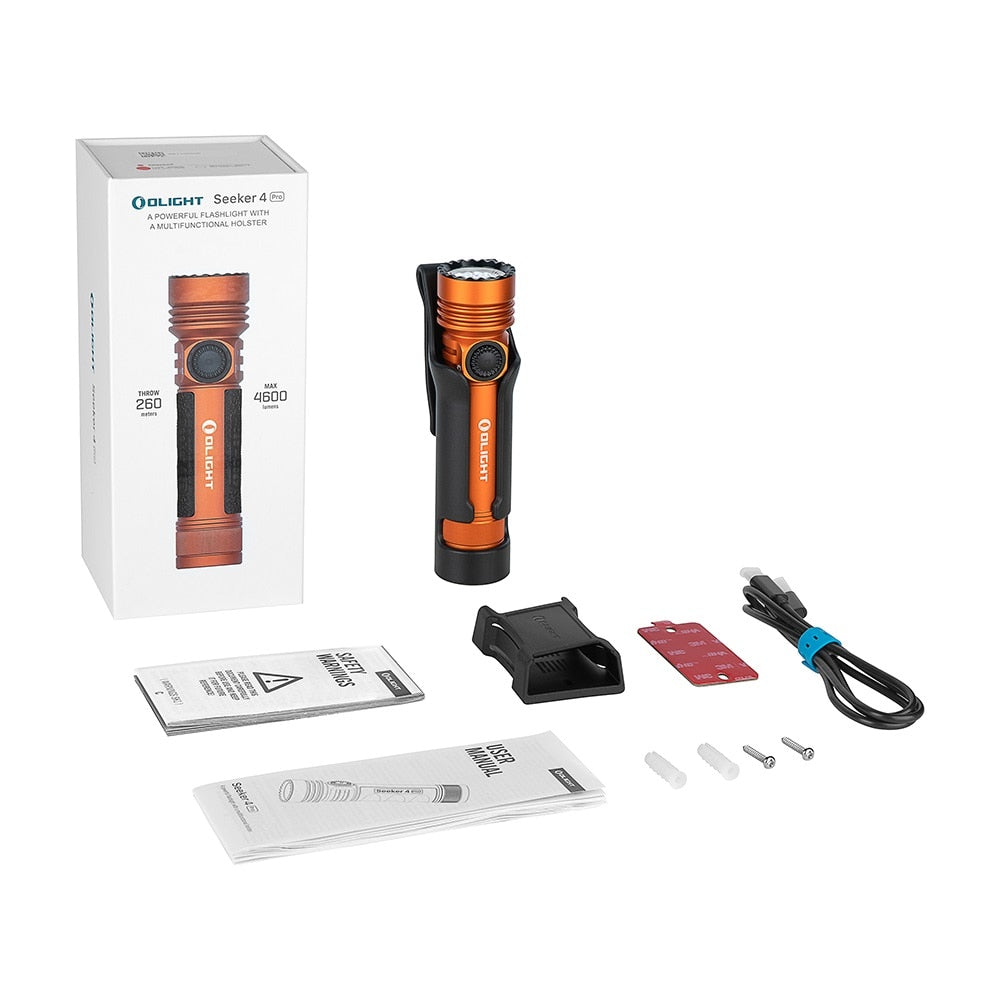 Latarka taktyczno-poszukiwawcza Olight Seeker 4 Pro Cool White Orange - 4600 lumenów