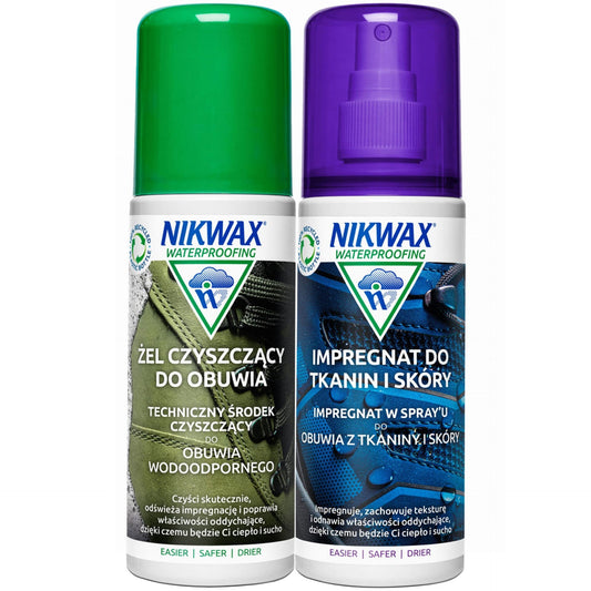 Zestaw Nikwax do pielęgnacji obuwia z tkanin i skóry 2x125 ml