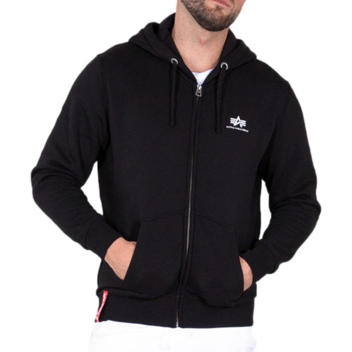 Bluza Alpha Industries Basic Zip Hoody Small Logo - Black