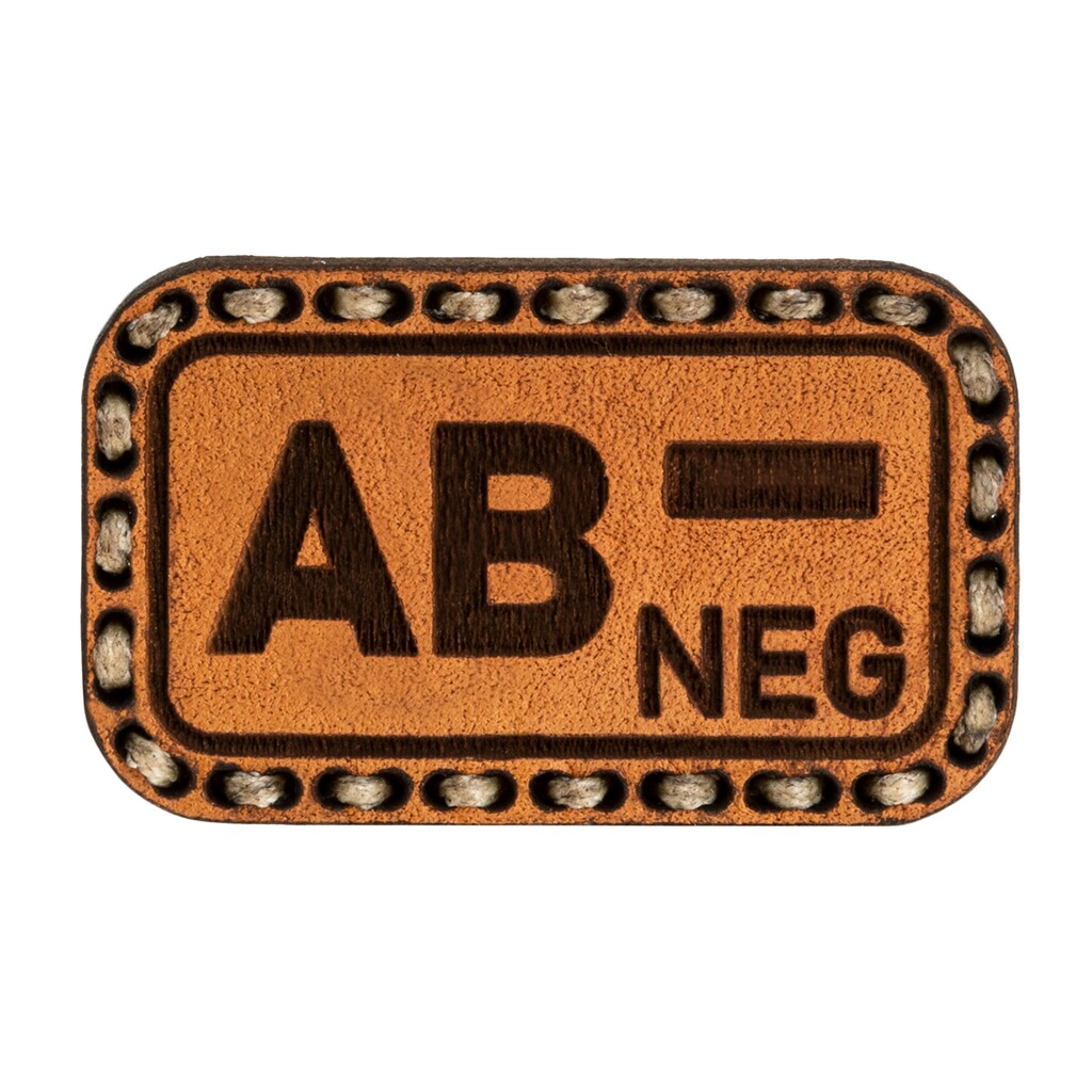 Naszywka skórzana Tigerwood grupa krwi AB- Light Brown
