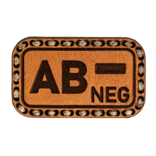 Naszywka skórzana Tigerwood grupa krwi AB- Light Brown