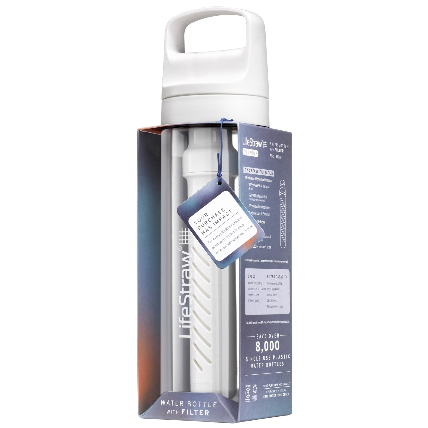 Butelka z filtrem LifeStraw Go 2.0 Tritan 650 ml - Polar White
