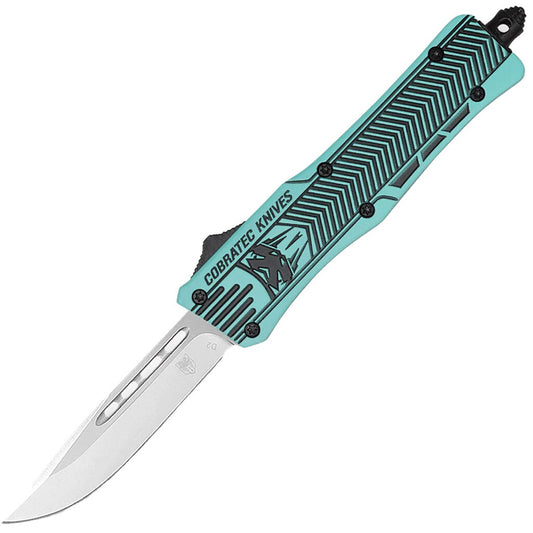 Nóż sprężynowy CobraTec OTF Medium Tiffany Blue and Graphite Black