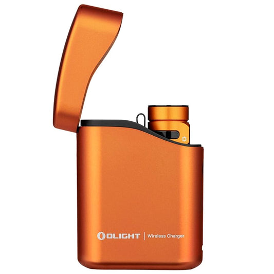 Latarka Olight Baton 4 Premium Edition Orange z bezprzewodowym etui ładującym - 1300 lumenów