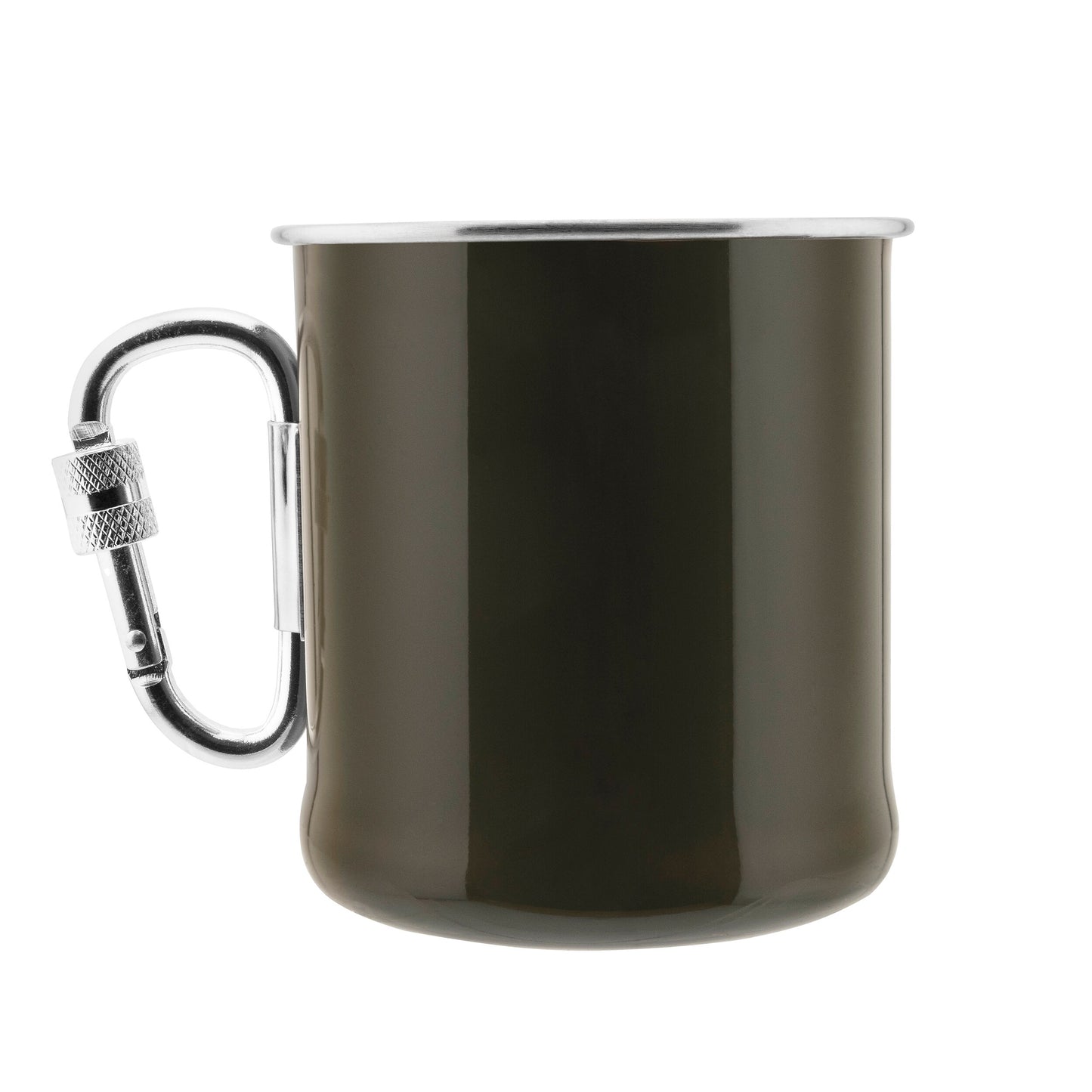 Kubek stalowy Mil-Tec z karabinkiem 250 ml - Olive