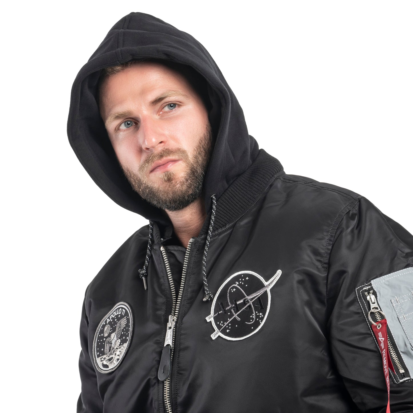 Kurtka Alpha Industries MA-1 VF Hood Dark Side - Black/Reflective