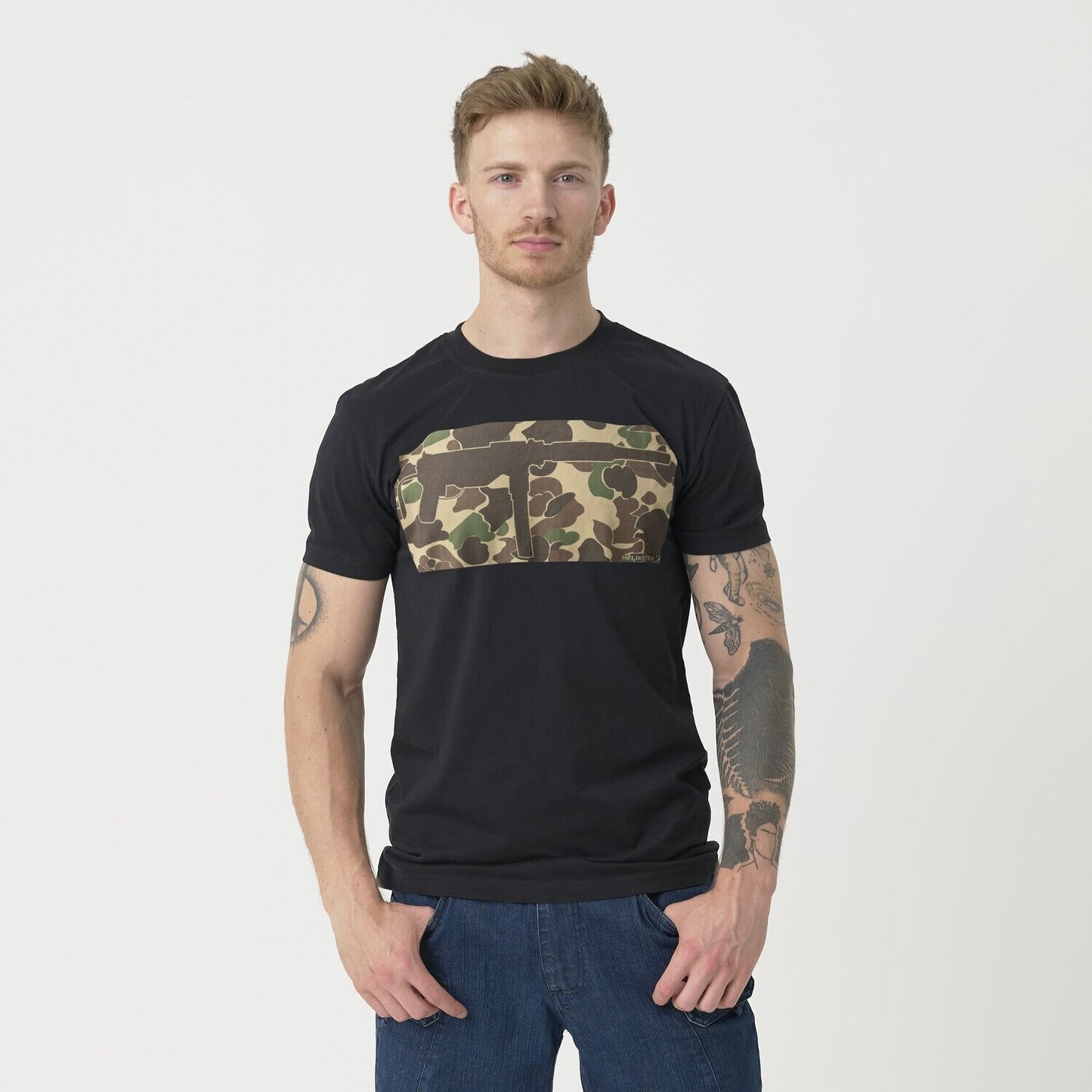 Koszulka T-Shirt Helikon Grease Gun - Black/Duck Hunter