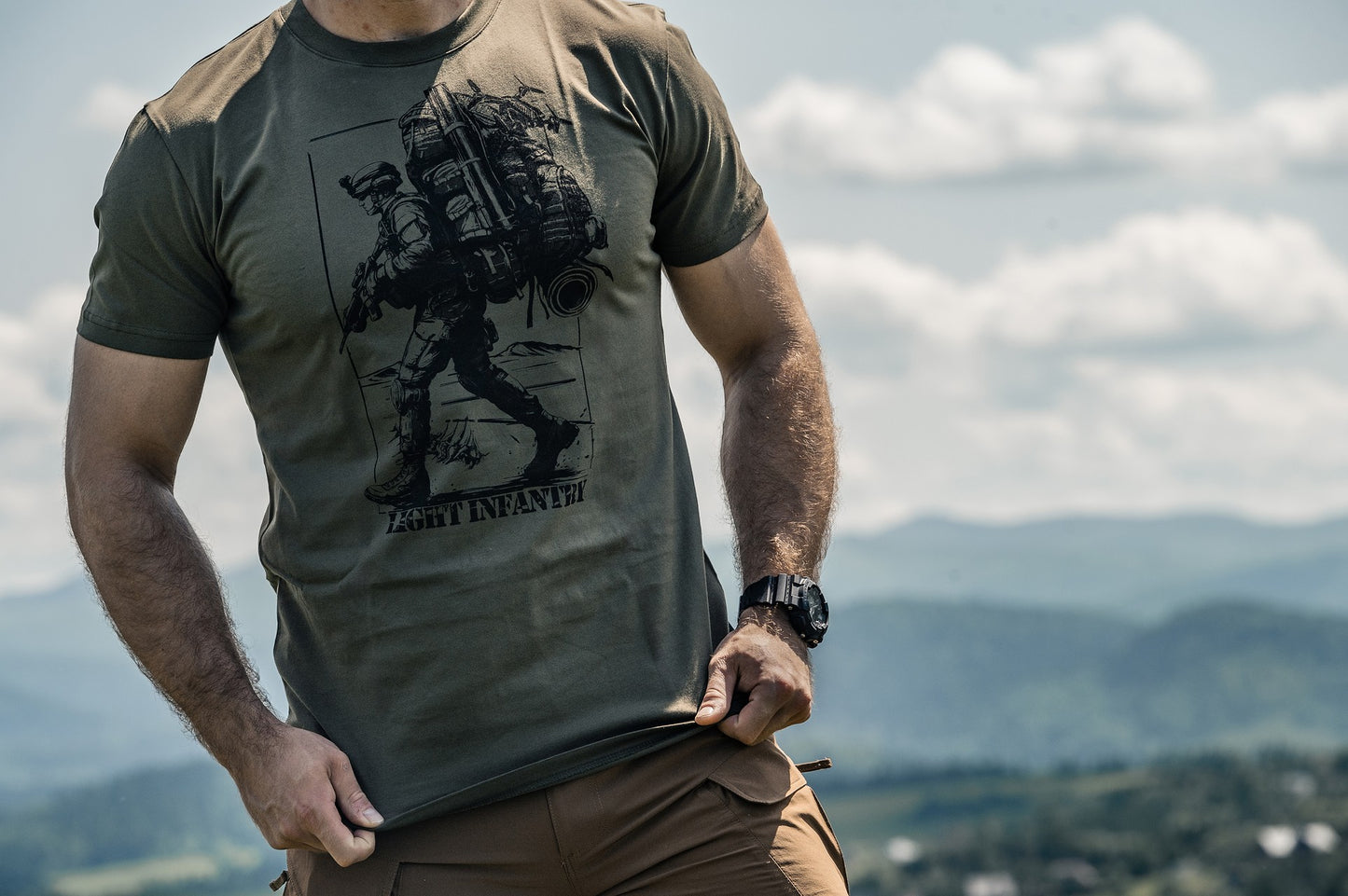 Koszulka T-Shirt Helikon Light Infantry - Olive Green