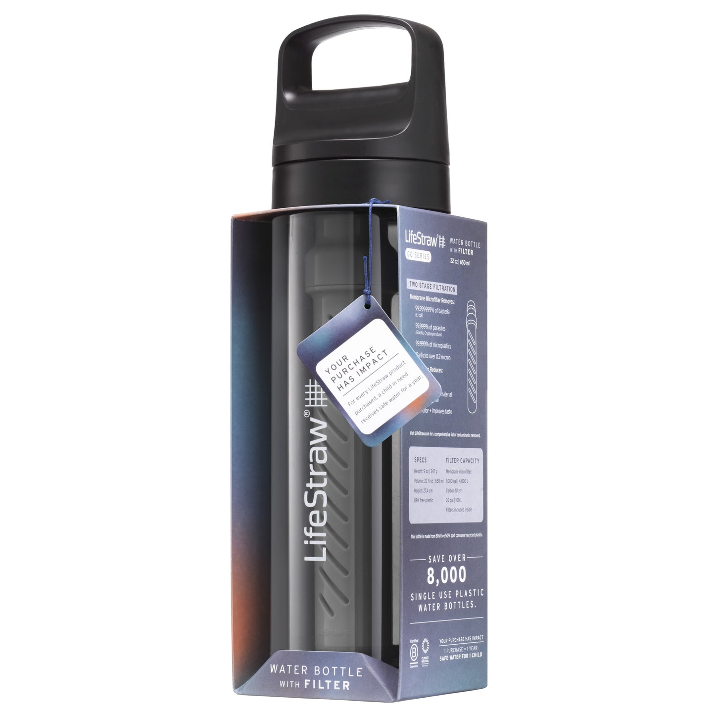Butelka z filtrem LifeStraw Go 2.0 Tritan 650 ml - Nordic Noir