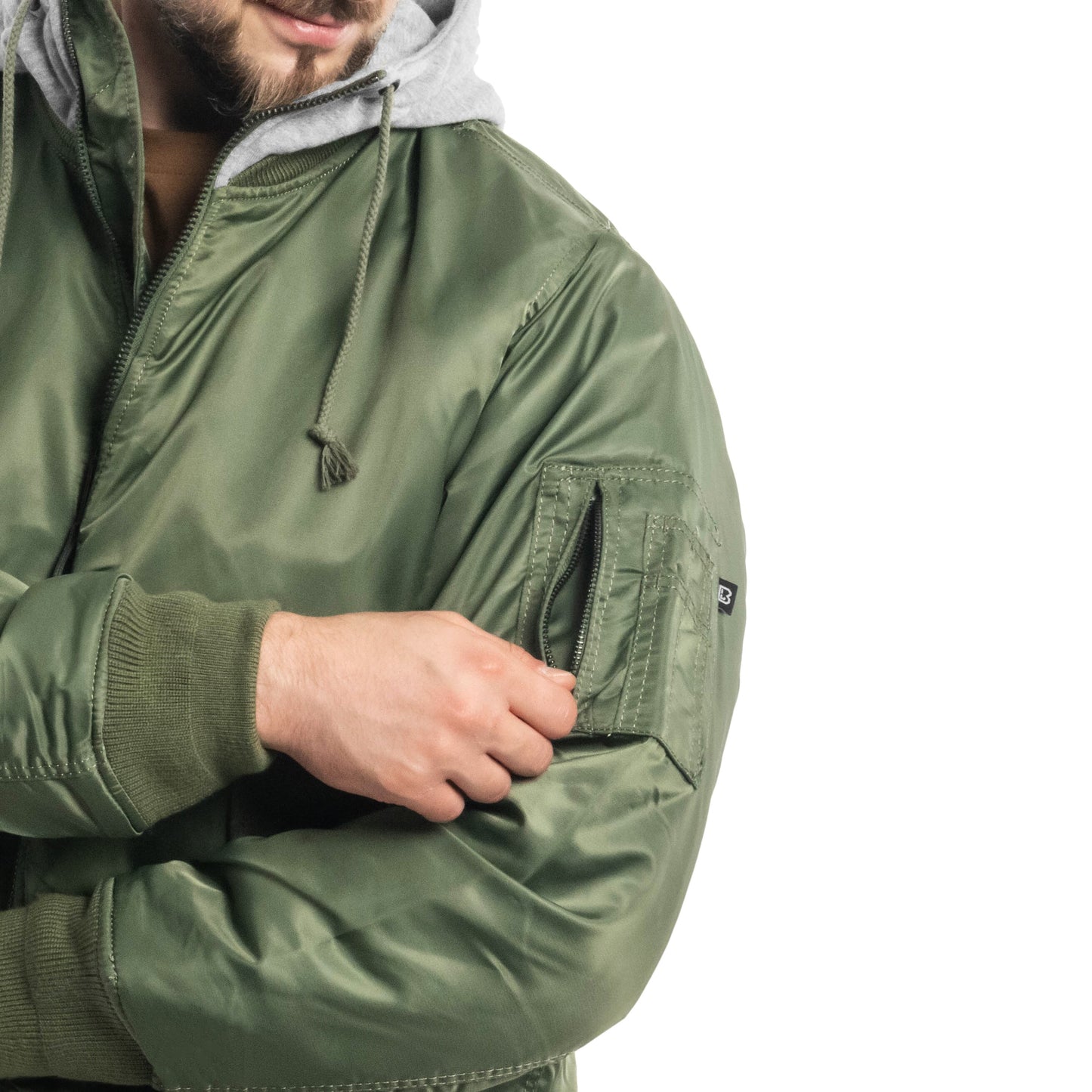 Kurtka Brandit MA1 Sweat Hooded Jacket - Olive/Grey