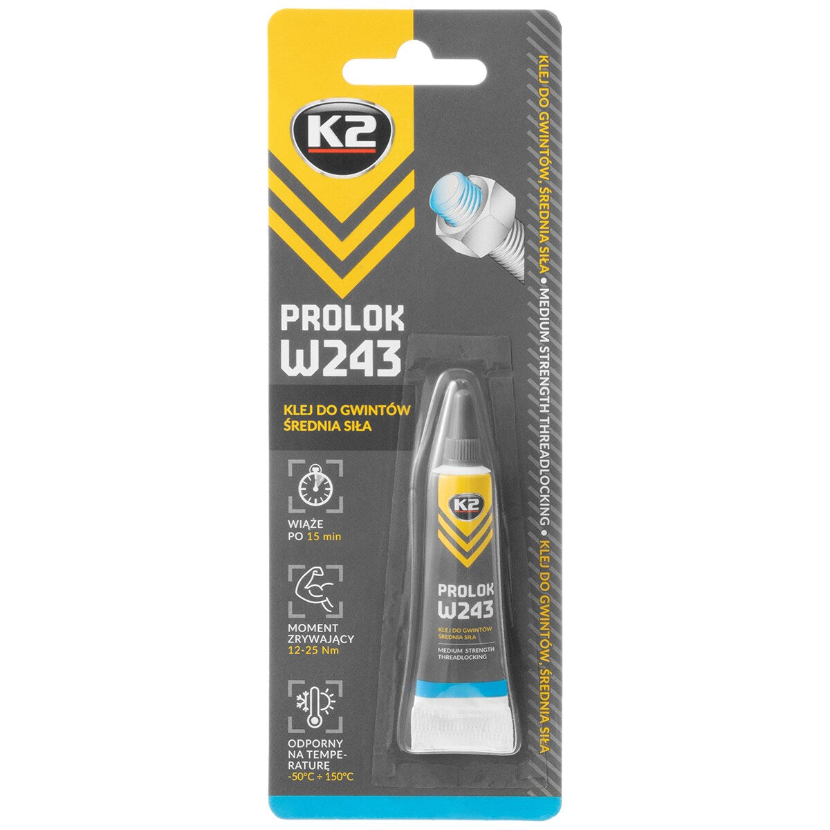 Klej do gwintów K2 Prolok 6 ml niebieski