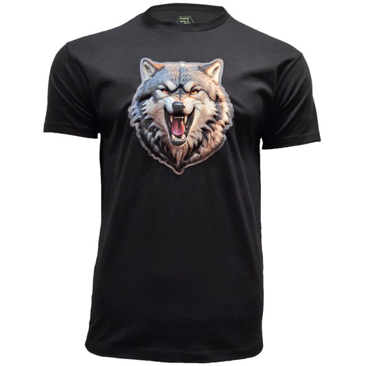 Koszulka T-Shirt Haasta Wilk 3D - Czarna