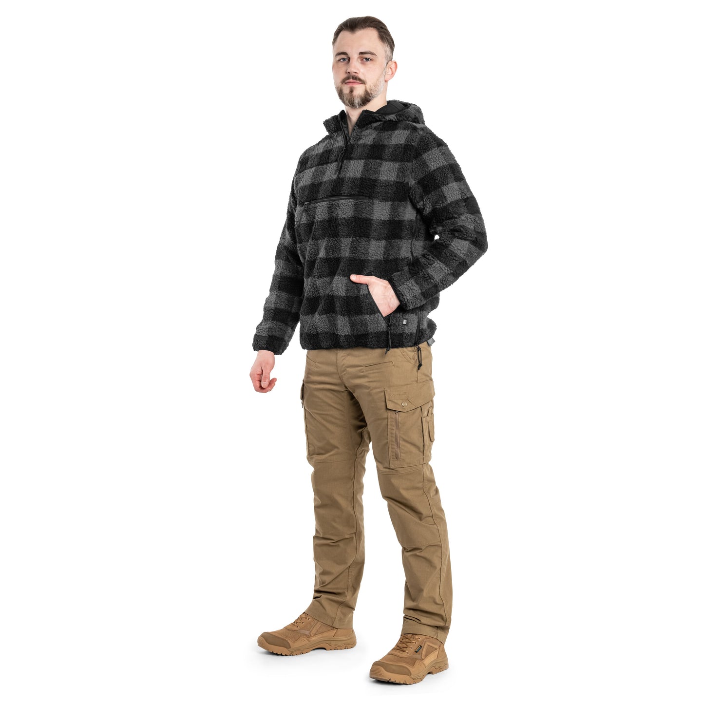 Polar Brandit Teddyfleece Worker Pullover - Black/Grey