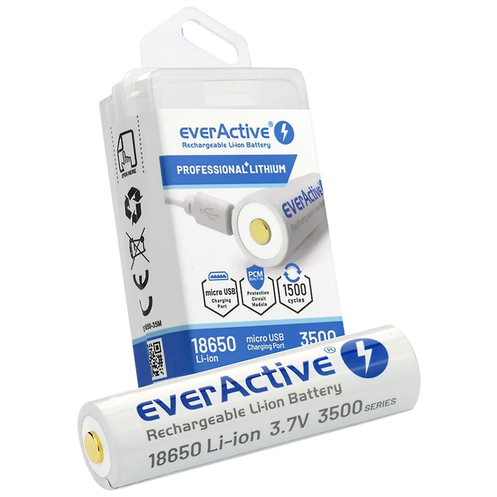Akumulator 3,7 V everActive 18650 z zabezpieczeniem - 3500 mAh