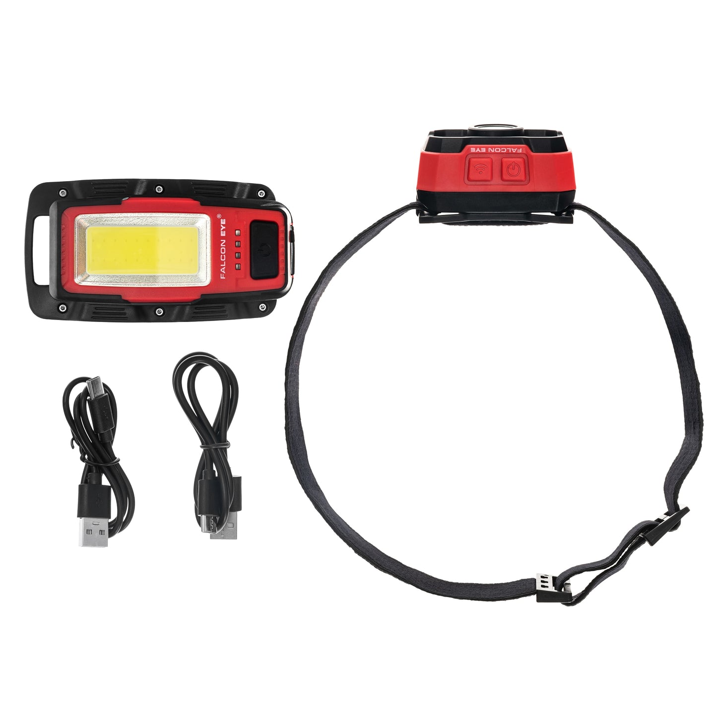 Zestaw latarek Mactronic Falcon Eye - latarka czołowa 900 lumenów + latarka warsztatowa 500 lumenów