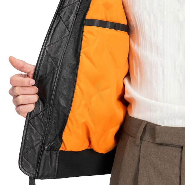 Kurtka Alpha Industries MA-1 Leather Bomber - Black