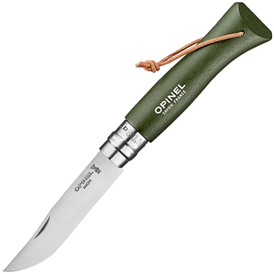 Nóż składany Opinel No.8 Colorama Inox z rzemieniem - Khaki
