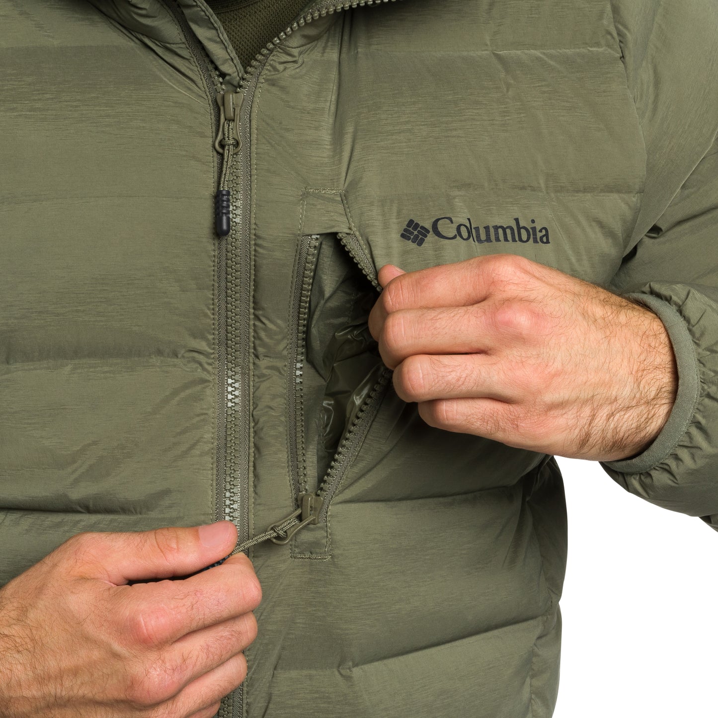 Kurtka Columbia Drift Peak Stretch Down Hooded - Stone Green