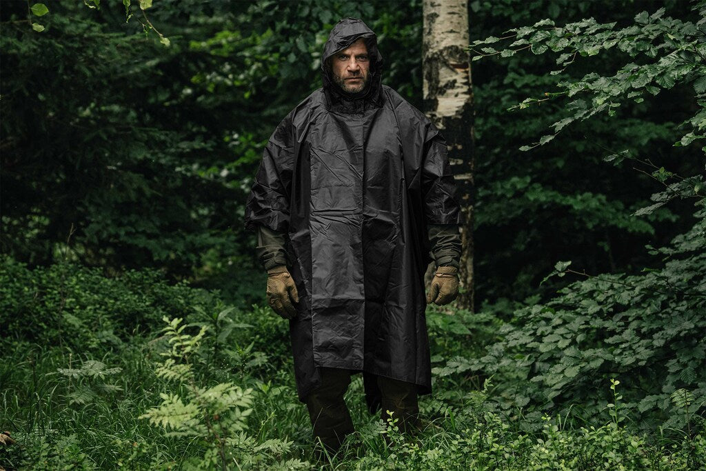 Ponczo Badger Outdoor Rain Poncho Ripstop - Black