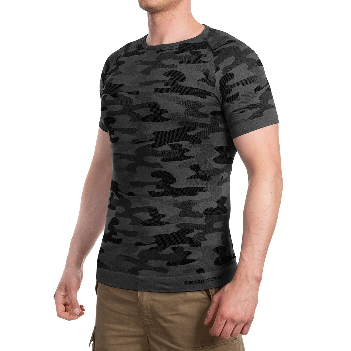 Koszulka termoaktywna z krótkim rękawem Sesto Senso Thermo Active - Dark Camo